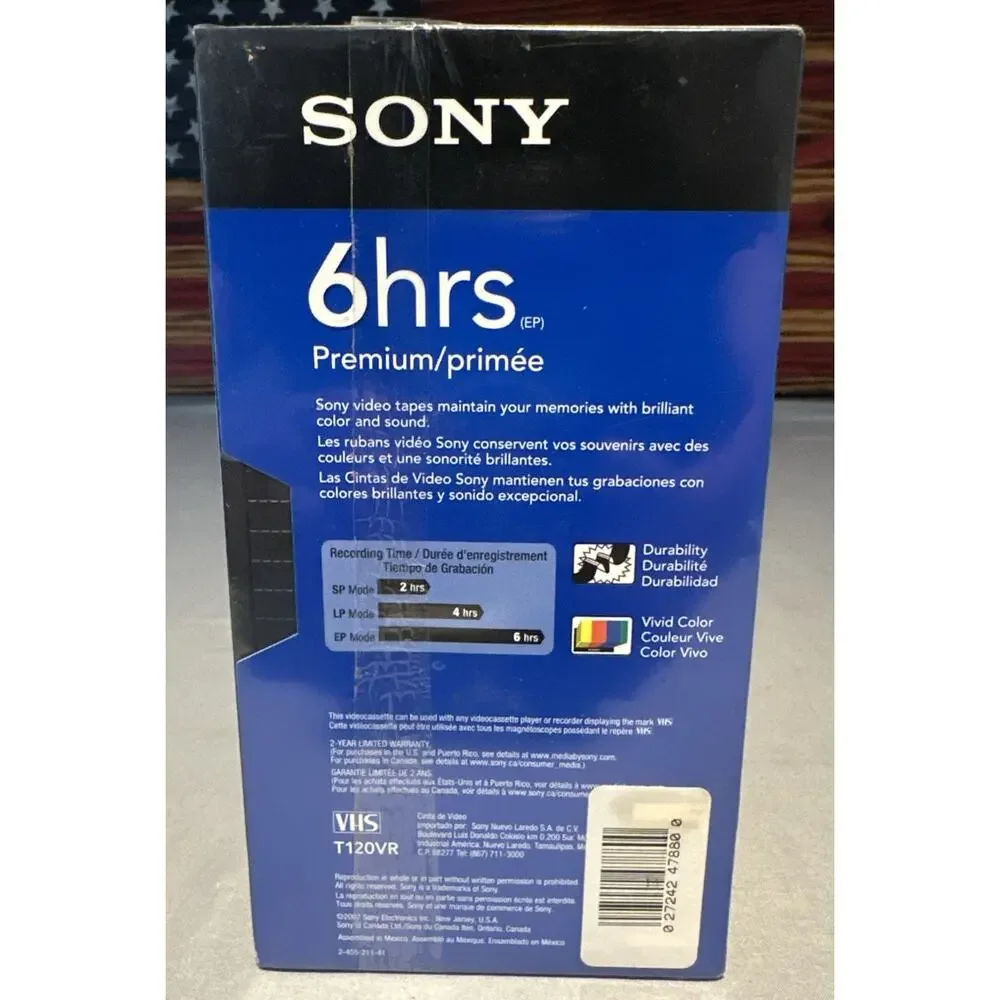 Sony Premium Grade 6 Hrs T-120 VHS 5 Pack VCR Tapes NEW Sealed